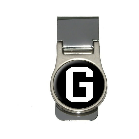 Letter G Initial Black White Money Clip