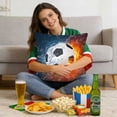 thumbnail image 4 of Funda de cojín decorativo de fútbol de poliéster suave de 18x18 pulgadas para sofá, coche o dormitorio – Decoración del hogar con temática deportiva, 4 of 6