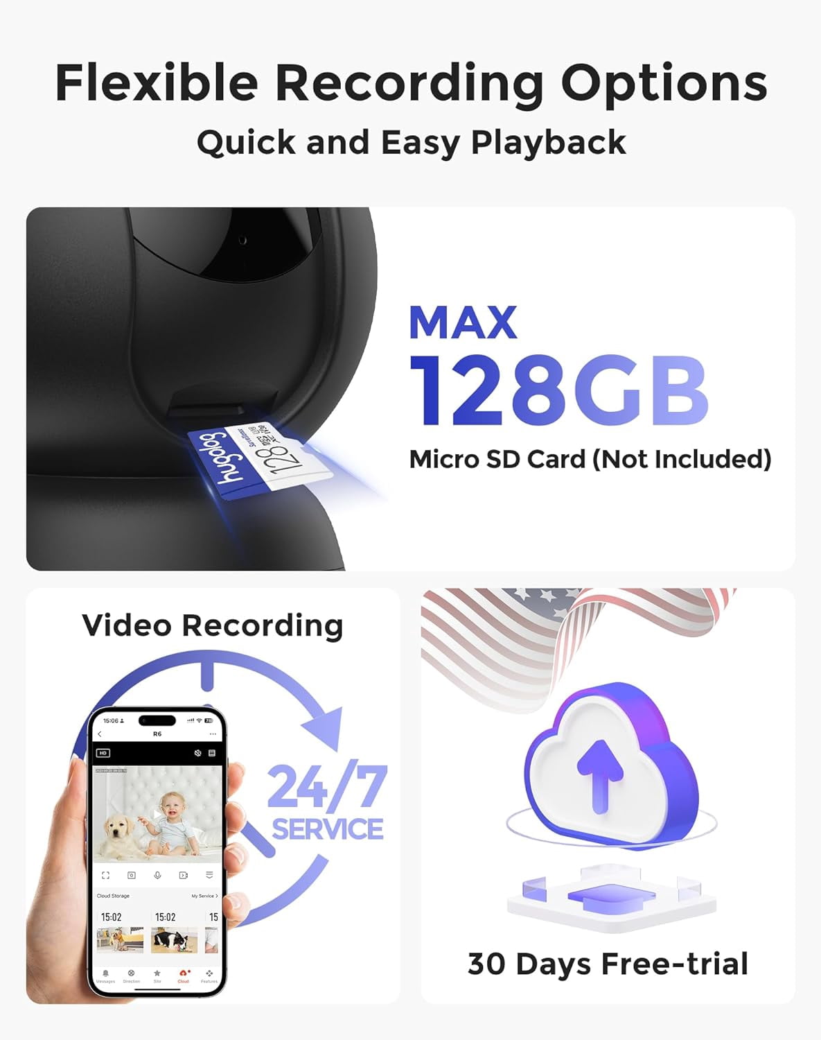 2K 3MP Indoor Pan/Tilt Security Camera with Auto-Focus,Ideal for Baby Monitor/Pet Camera/Home Security,Starlight Color Night Vision,Human/Pet AI,US Cloud,Compatible with Alexa
