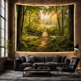 thumbnail image 6 of Sunlit Forest Around with Wooden Footbridge Railings Crosses, Mystical Fantasy for Space Lovers, Galaxy Room Decor, Mother'S Day Gift, Tapestry Wall Hanging for Bedroom and Dorm, 6 of 6
