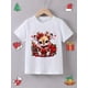 thumbnail image 1 of Girls' Summer Short Sleeve T-Shirt with "Alphabet Reading Deer" Print, Christmas Themed, Casual Knit Fabric, Cotton, Round Neck, Cartoon Pattern, Regular Fit - Pink, 1 of 6