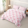 thumbnail image 3 of Manfei Cute Ribbon Bow Bed Spread Queen for Girls,Teens Female Geometric Plaid Bowknot Queen Coverlet Set, 3 of 7