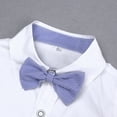 thumbnail image 6 of LYMAYTER Infant Kids Boys Gentleman Outfit 2PCS Toddler Dress Shirt with Bowtie + Suspender Shorts for Set 9 Months-4 Years, 6 of 9