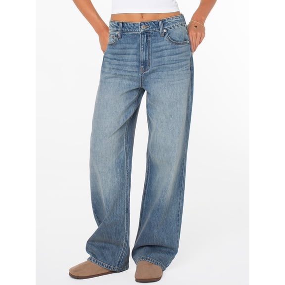 Celebrity Pink Women's and Women's Plus Slouchy Wide Leg Jean, Available in 30", 32", and 34" inseams, Sizes 1-24W