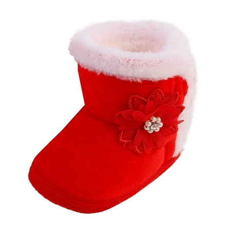 Kureaily Baby Shoes Fashion Soft Sole Toddler Shoes Warm Cotton Boots Soft Sole Cotton Toddler Shoes Boots 6-12 Months
