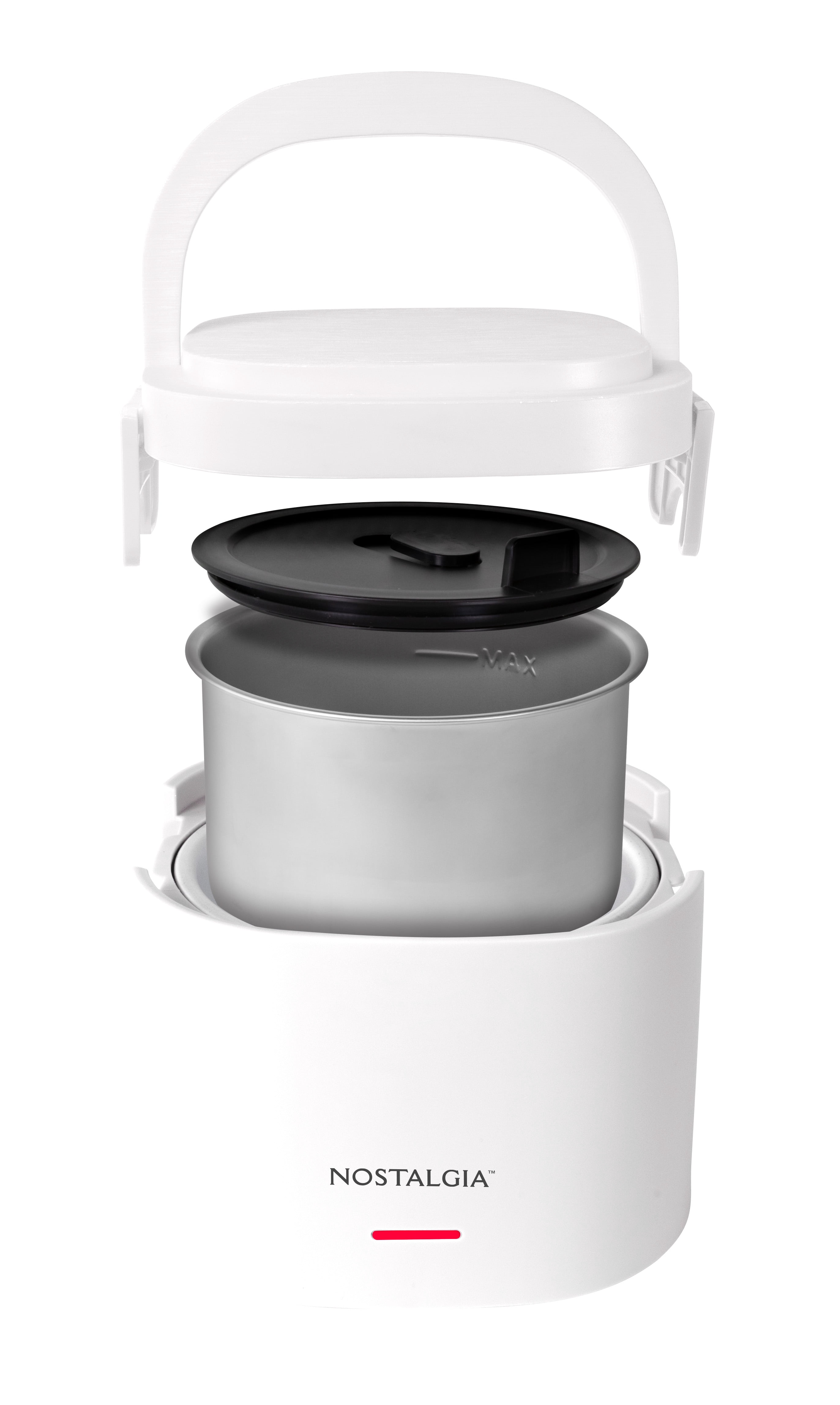 Nostalgia 20 oz Portable Heated Lunch Box with Stainless Steel Lunch Container, White