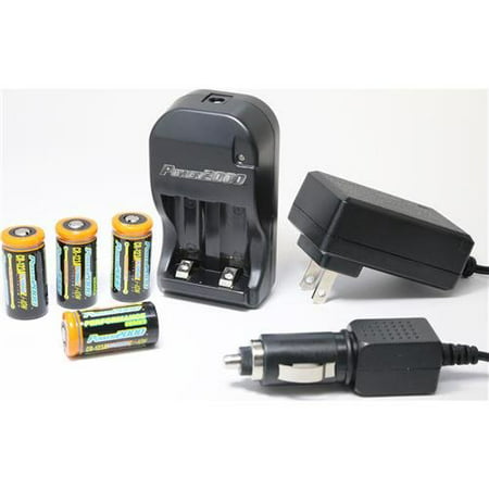 Power2000 4 CR 123A Batteries 3.7V Rechargeable Batteries with Charger for Fenix E15 PD35 Tactical Flashlights and Other