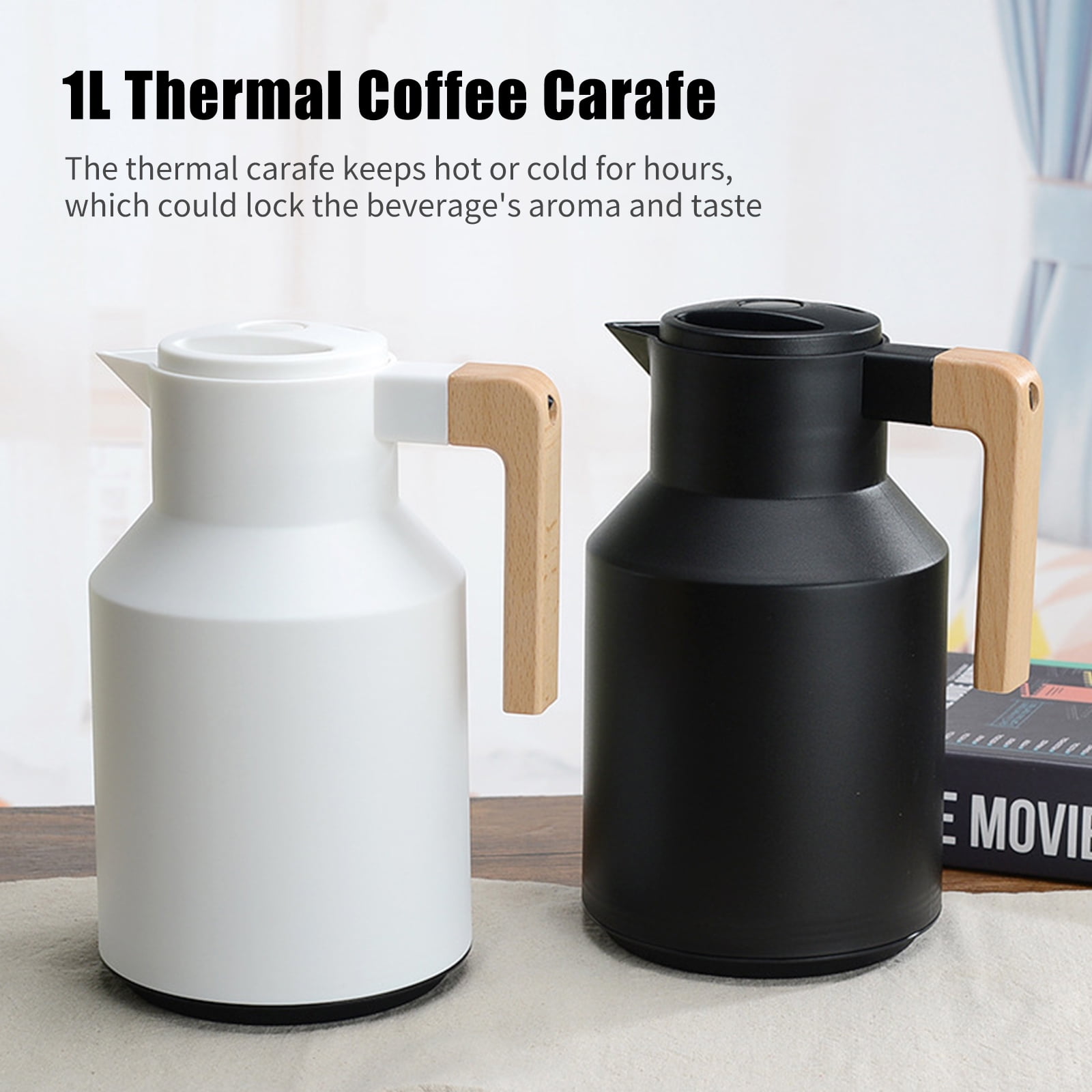 Glass Liner Double Walled Large Vacuum Flask,Water thermos,Thermal Coffee  Carafe, Lever-Action Airpot, 60 Hour Heat Retention, Perfect for Biking