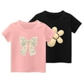 thumbnail image 2 of Lovzfmll 2-Pack Girl's T-Shirts, Bow Print Short Sleeve Tee, Casual Loose Fit Pullover Graphic Tees for Toddler 2-3 Years, 2 of 9