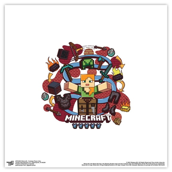 Gallery Pops Minecraft - Funtage Player Alex Wall Art, Unframed Version, 12" x 12"