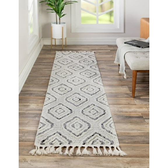 Unique Loom Cherokee Collection Area Rug - Gatlinburg (2' x 6' Runner Black and White)