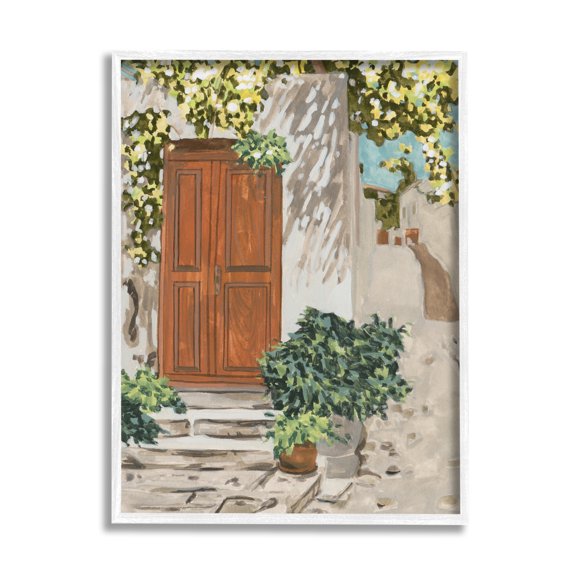 Stupell Industries Cottage Doorway Botanicals Travel & Places Painting White Framed Art Print Wall Art, 24 x 30