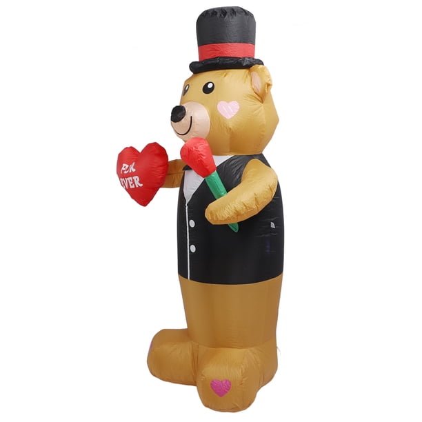 Oso De Peluche Inflable De 185 Cm Con Luz LED Enchufable, Decoración Explosiva Para El Día De San Valentín