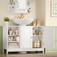 thumbnail image 3 of Pedestal Sink Storage Cabinet with 2 Doors and 3 Open Shelves, Under Sink Cabinet, Bathroom Sink Cabinet with U-Shape, White, 3 of 6
