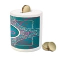 thumbnail image 3 of Zodiac Capricorn Piggy Bank, Doodle Style Stars and Flowers on a Grunge Backdrop with Paint Stains, Ceramic Coin Bank Money Box for Cash Saving, 3.6" X 3.2", Multicolor, by Ambesonne, 3 of 4