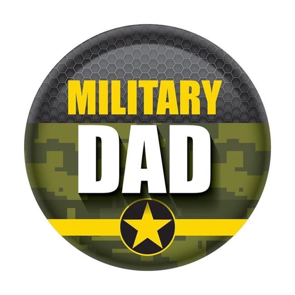 Beistle BT074 2 in. Military Dad Button with 12 ft. Ribbon - 17 Piece