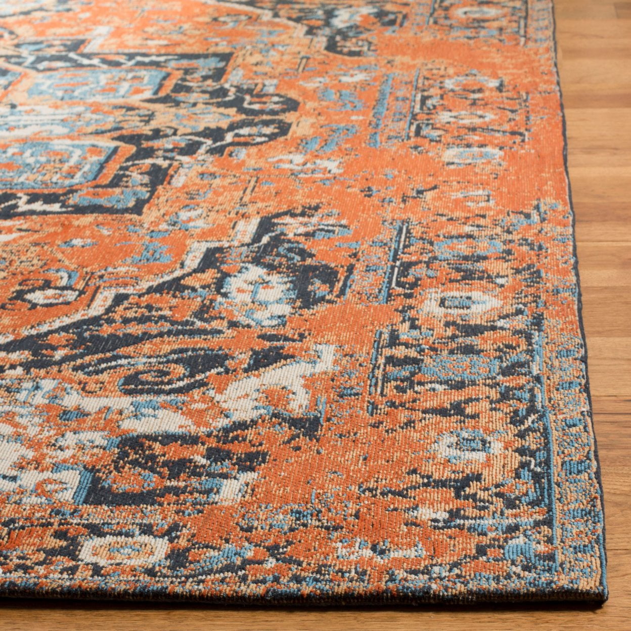 SAFAVIEH Classic Vintage Atanas Global Polyester Runner Rug, Orange/Navy, 2'3" x 6'