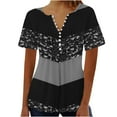 thumbnail image 1 of Birdeem Womens Printed V-Neck Button Up Short Seeved Top, 1 of 12