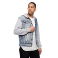 thumbnail image 4 of Victorious Men's Distressed Fleece Hoodie Sleeve Denim Jean Jacket DK155 - Indigo - 5X-Large, 4 of 5