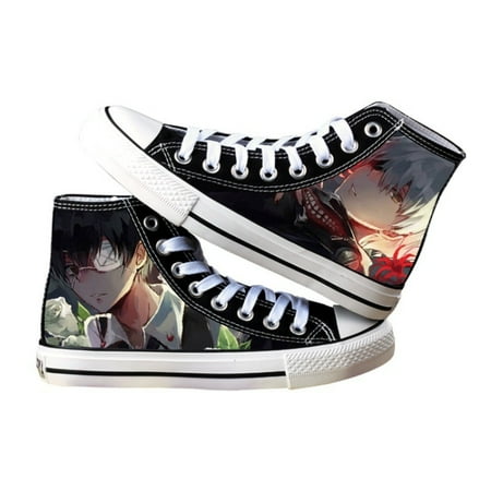 

Anime Tokyo Ghouls 3D Printed Canvas Shoes Cartoon Casual Sneakers Lace up High Top Walking Running Shoes Unisex Novelty for Women Men Kids