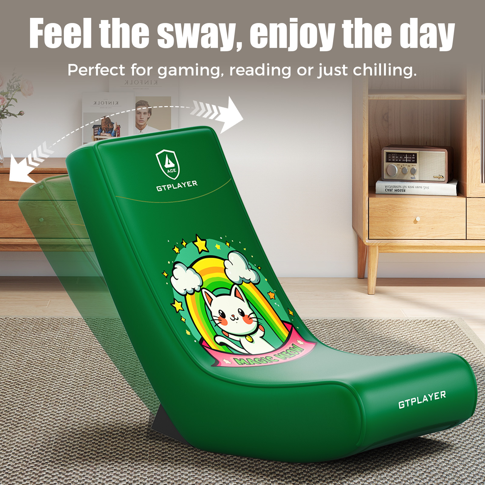 GTPLAYER Floor Rocker Gaming Chair，Green