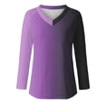 thumbnail image 4 of KIHOUT - Blusas casuales para mujer, liquidación 2024, moda clásica, color degradado, cuello en V, blusas holgadas básicas de otoño, blusas tipo túnica de manga larga, 4 of 4