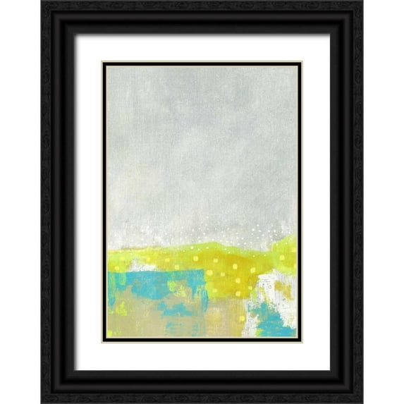 Ogren, Sarah 11x14 Black Ornate Wood Framed with Double Matting Museum Art Print Titled - Yellow Abstract Flowers II