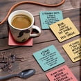 thumbnail image 3 of Inkdotpot Set of 6 Drink Coasters Decorative Non Slip Cork Base 4-inch Square Printed Coasters Easy Clean- Funny Quotes, 3 of 8