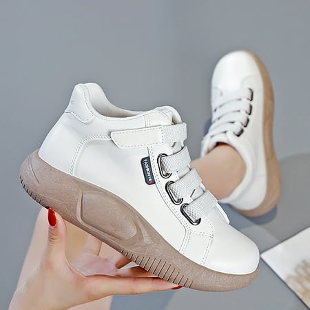 

Cathalem Women s 2022 Autumn New Hook Loop Thick Sole Casual High Rise Sport Shoes Women s Wedge Sneaker White 7.5