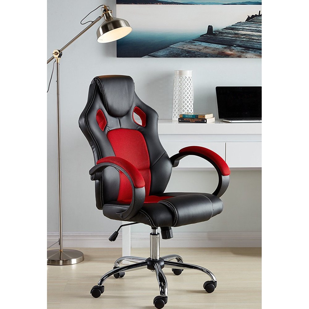 High Back Race Car Style PU Leather Swivel Office Desk