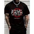 thumbnail image 2 of 【New Arrival】Walk by Faith Not by Sight T-Shirt Men Christian Casual Cotton Short Sleeve Tops Tees, 2 of 5