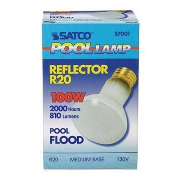 Satco S7001 - 100 watt R20 Incandescent; Frost; 2000 average rated hours; 970 lumens; Medium base; 130 volts