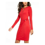 THALIA SODI $89 Womens New Red Zippered Keyhole Long Sleeve Body Con Dress S B+B