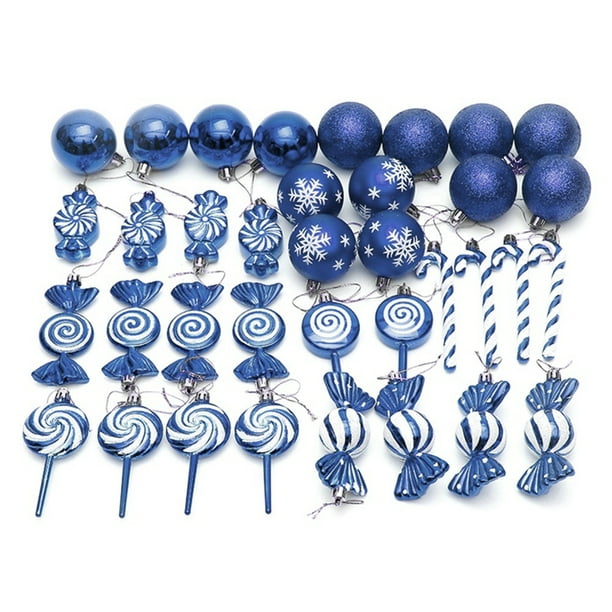 36 Piezas de Bolas de Navidad para Colgar en el Árbol de Navidad, Colgantes con Forma , Esferas Navideñas de Color Azul Oscuro