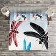 thumbnail image 3 of Ambesonne Dragonfly Quilted Bedspread Set 3 Pcs, Exotic Animal Wing, Queen Size, Black Blue Pale Pink, 3 of 3