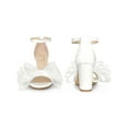 thumbnail image 2 of BLISSFUL STEP Women's Strappy Bow Tie Block High Ankle Heel Sandals White 6.5, 2 of 6