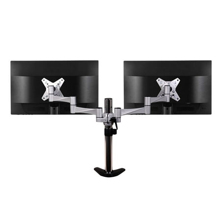 UPC: 0853770005290 | QualGear QG-DM-02-016 3-Way Articulating Dual-Monitor Desk Mount for 13 -27  Flat Panel Monitors