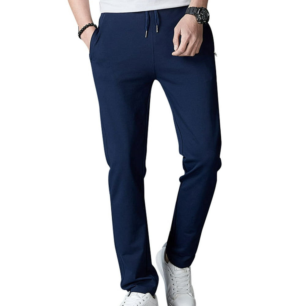AMaVo - Mens Oversized Elastic Waist Pants Plus Size Solid Color Pockets Sport Workout Jogger