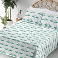 thumbnail image 3 of Ambesonne Boho Fitted & Flat Sheet with Shams 4 Pcs Set, Minimnal Theme Flowers Lotus, Queen, Dark Seafoam Reseda Green, 3 of 5