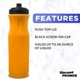 thumbnail image 3 of 10 Plastic Water Bottles Set, 26 oz. - Black Push Top Lid - Yellow, 3 of 5