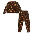 thumbnail image 2 of HELLHERO Fall Pajama Set for Womnen Maple Leaves Printed Pjs Set Comfy Sleepwear Long Sleeve Tops Jogger Pants Pajama Sets, L, 2 of 5