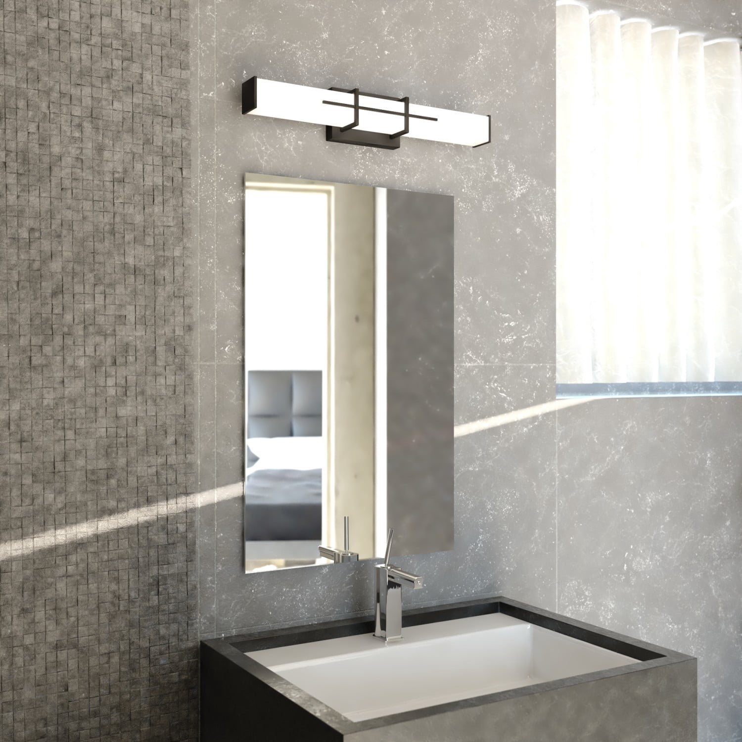 Fuller Park 1 Light LED Matte Black Contemporary Bathroom Vanity Fixture White Glass