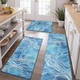 thumbnail image 2 of Blue White Tie Dye Wave Pattern Kitchen Rugs Sets Of 3,Kitchen Runner Rugs Non Skid Washable,Decorative Kitchen Floor Mats for Kitchen,Sink,Laundry,17"x30"+ 17"x47" + 17"x59", 2 of 6