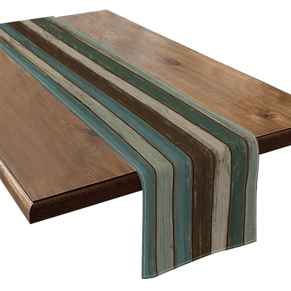 Rustic Distressed Wood Plank Table Runner, Kitchen Dining Table Decoration for Home Party Decor 13x72 Inch, Festival Table Decorations Indoor Outdoor Party Spplies