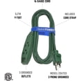 thumbnail image 3 of Clear Power 16/3 SJTW 9 ft 3-Outlet Lawn & Garden Outdoor Extension Cord, Water and Weather Resistant, Green, CP10140, 3 of 9