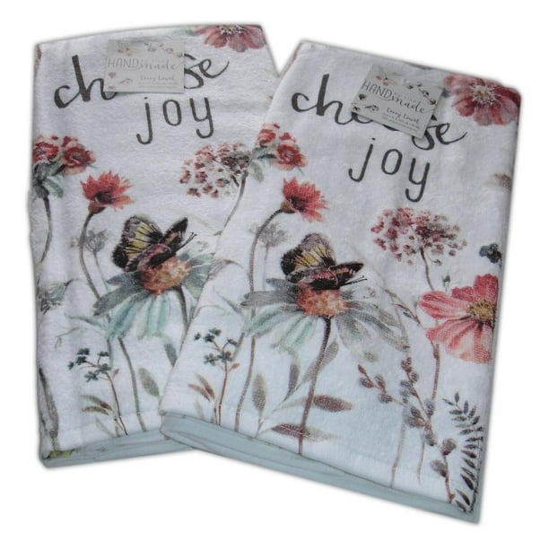 Set of 2 CHOOSE JOY Terry Cloth Kitchen Towels, by Kay Dee Walmart