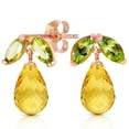 thumbnail image 2 of Galaxy Gold 14K Rose Gold 3.40 CTW Natural Peridot and Citrine Stud Earrings - August Birthstone - Abundance & Joy - Fine Jewelry for Women, 2 of 3