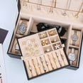 thumbnail image 3 of Organizador de Caja de Joyas LANDICI de 2 Niveles con 4 Compartimientos para Relojes, 3 of 7