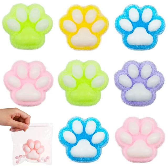 Juguetes Squishy Cat Paw Squeeze, paquete de 5 para aliviar el estrés de los niños