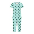 thumbnail image 4 of Censtreet Christmas Women's Pajama Set Short Sleeve Shirt and Capri Pants Sleepwear Pjs Sets with Pockets Multiple choices for families, 4 of 5
